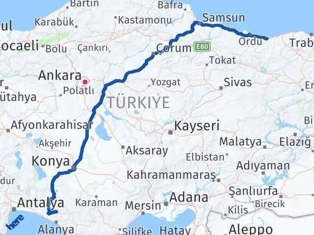 Antalya Gündoğmuş Giresun Arası Kaç Km - Yol Haritası
