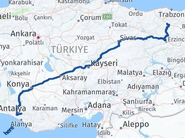 Antalya Gündoğmuş Gümüşhane Arası Kaç Km - Yol Haritası