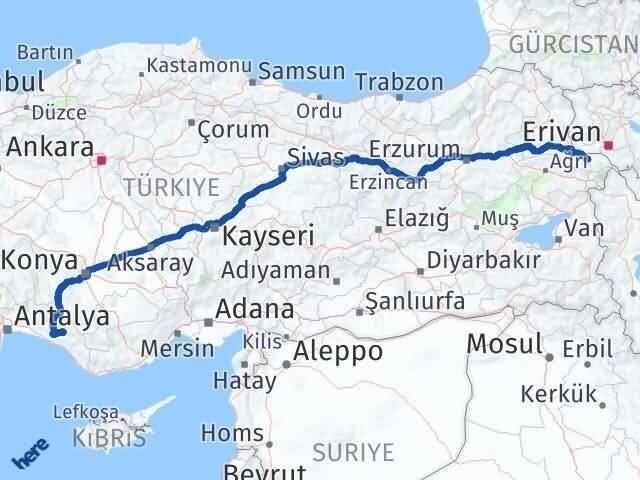 Antalya Gündoğmuş Iğdır Arası Kaç Km - Yol Haritası