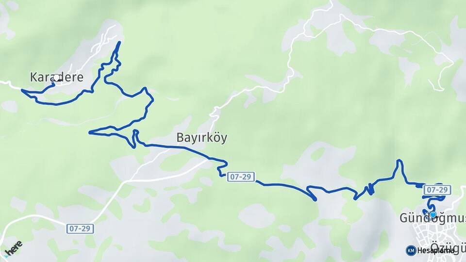 Antalya Gündoğmuş Karadere Gündoğmuş Arası Kaç Km - Yol Haritası