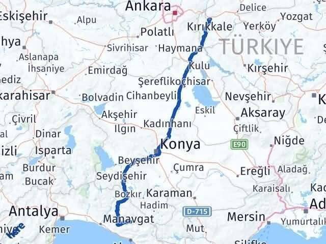 Antalya Gündoğmuş Kırıkkale Arası Kaç Km - Yol Haritası