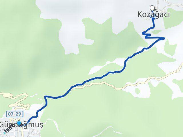 Antalya Gündoğmuş Kozağacı Gündoğmuş Arası Kaç Km - Yol Haritası