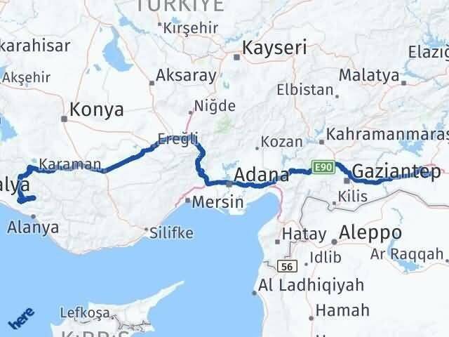 Antalya Gündoğmuş Şanlıurfa Arası Kaç Km - Yol Haritası