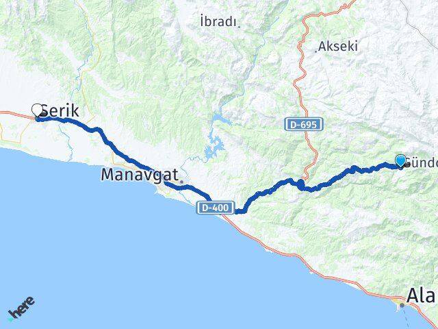 Antalya Gündoğmuş Serik Arası Kaç Km - Yol Haritası