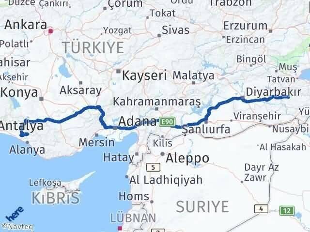 Antalya Gündoğmuş Siirt Arası Kaç Km - Yol Haritası