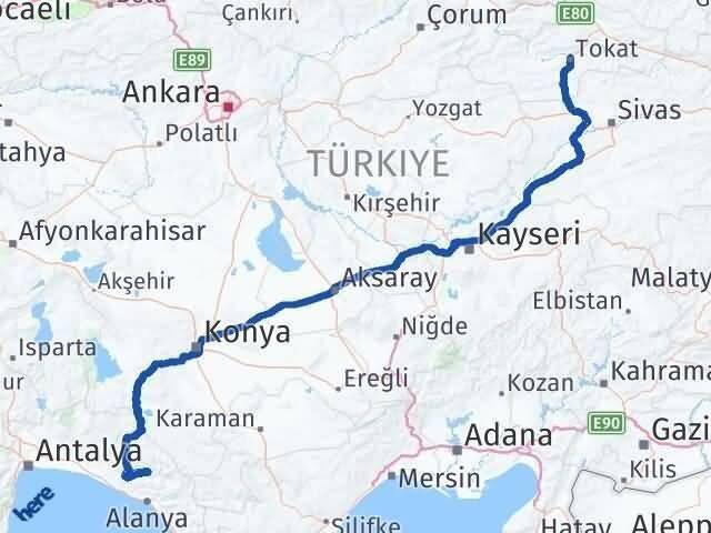 Antalya Gündoğmuş Tokat Arası Kaç Km - Yol Haritası