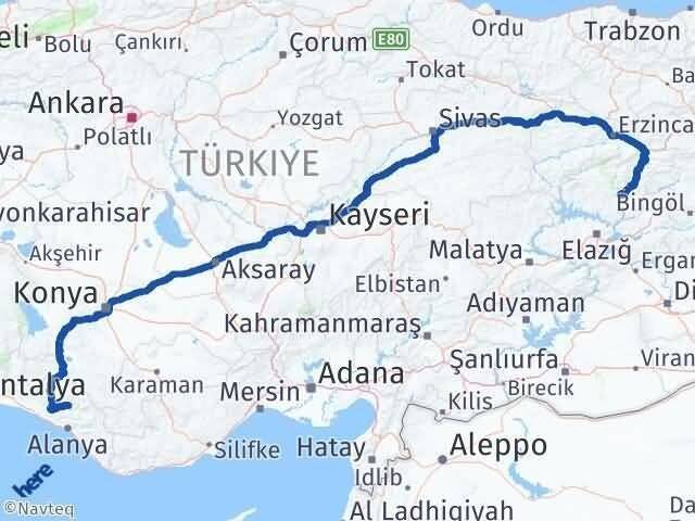 Antalya Gündoğmuş Tunceli Arası Kaç Km - Yol Haritası