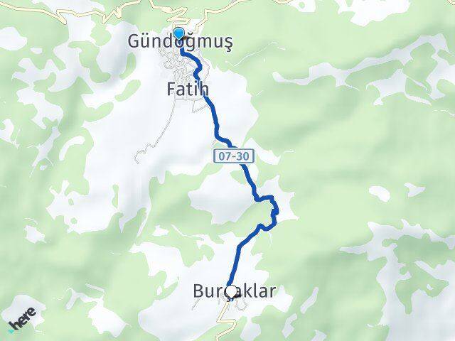 Antalya Gündoğmuş Umutlu Gündoğmuş Arası Kaç Km - Yol Haritası