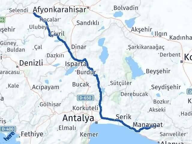 Antalya Gündoğmuş Uşak Arası Kaç Km - Yol Haritası
