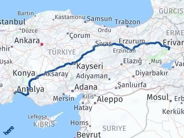 Antalya Hamur Ağrı Arası Kaç Km - Yol Haritası