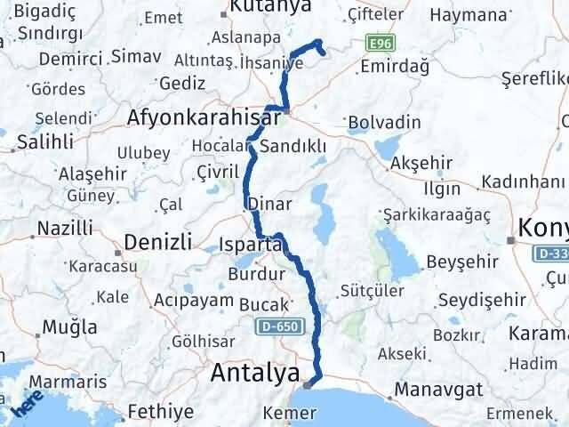 Antalya Han Eskişehir Arası Kaç Km - Yol Haritası