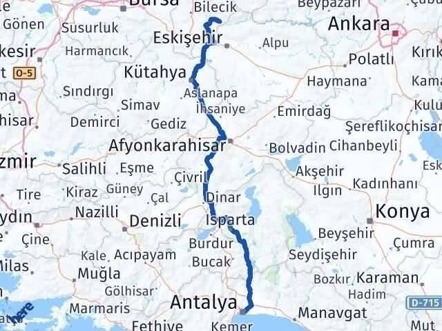 Antalya İnhisar Bilecik Arası Kaç Km - Yol Haritası