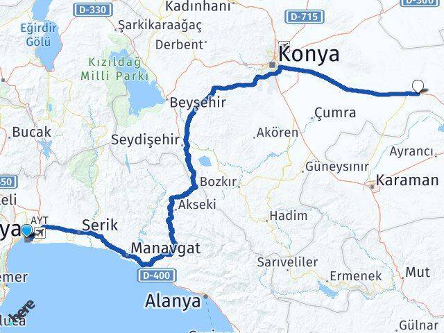 Antalya Karapınar Konya Arası Kaç Km - Yol Haritası
