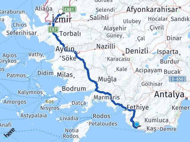 Antalya Kaş Kalkan Manisa Arası Kaç Km - Yol Haritası