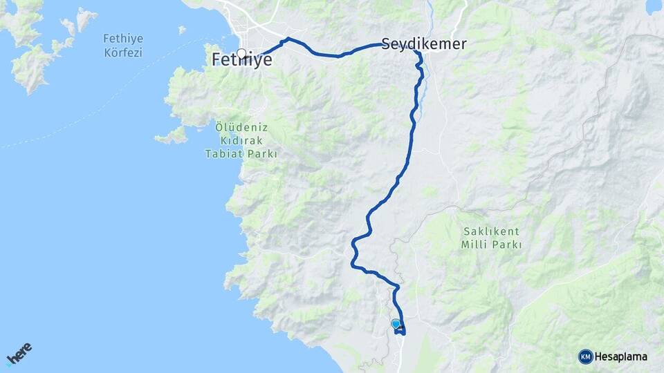 Antalya Kaş Kınık Fethiye Muğla Arası Kaç Km - Yol Haritası