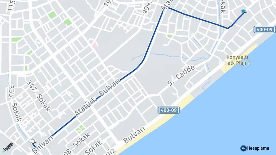 Antalya Konyaaltı Gürsu Konyaaltı Arası Kaç Km - Yol Haritası