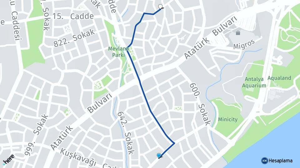 Antalya Konyaaltı Pınarbaşı Konyaaltı Arası Kaç Km - Yol Haritası