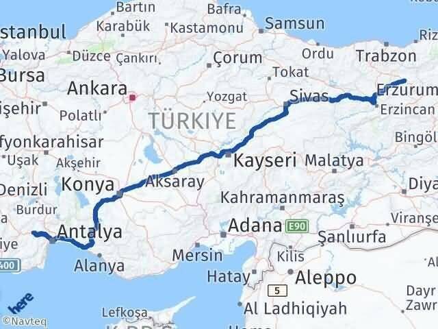 Antalya Korkuteli Bayburt Arası Kaç Km - Yol Haritası