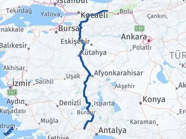 Antalya Korkuteli Düzce Arası Kaç Km - Yol Haritası