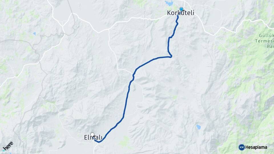 Antalya Korkuteli Elmalı Arası Kaç Km - Yol Haritası