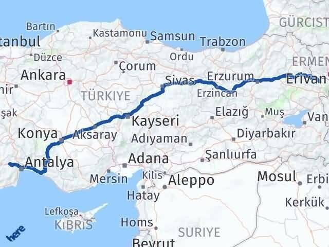 Antalya Korkuteli Iğdır Arası Kaç Km - Yol Haritası