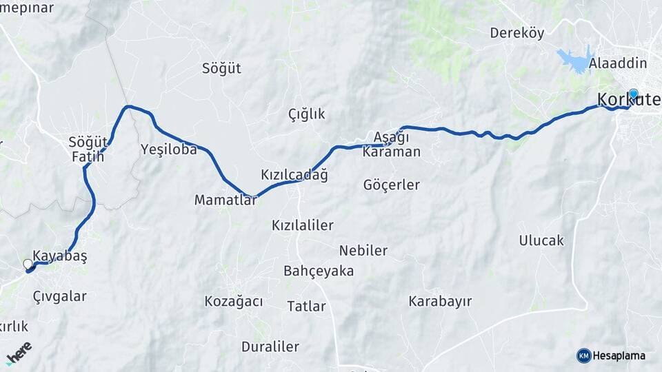 Antalya Korkuteli Küçüklü Korkuteli Arası Kaç Km - Yol Haritası