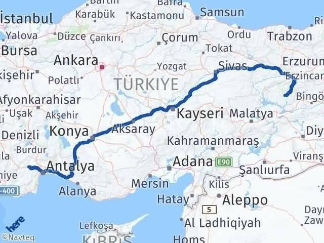 Antalya Korkuteli Tunceli Arası Kaç Km - Yol Haritası