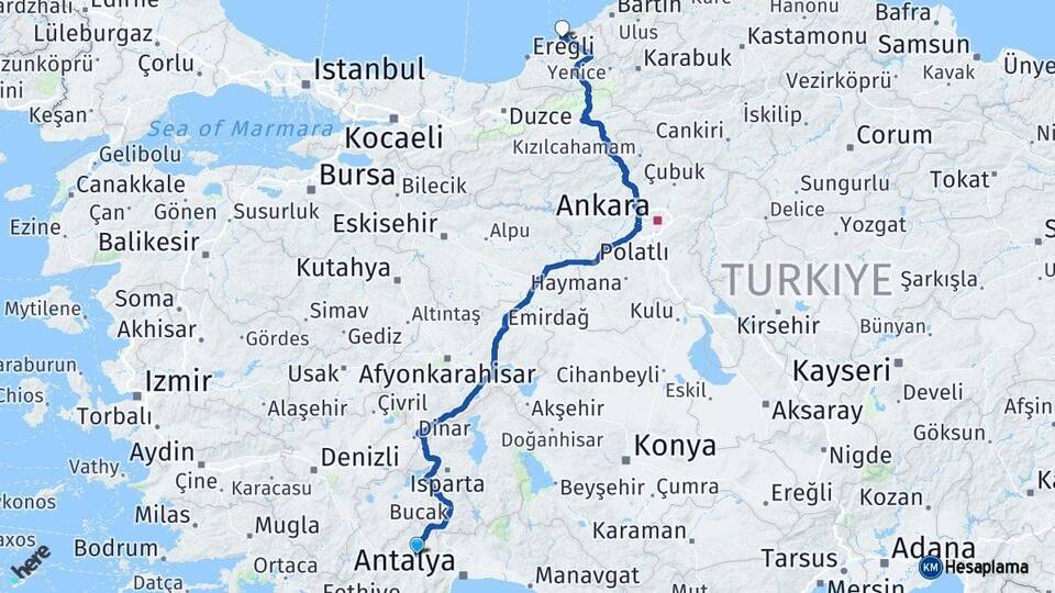 Antalya Korkuteli Zonguldak Arası Kaç Km - Yol Haritası