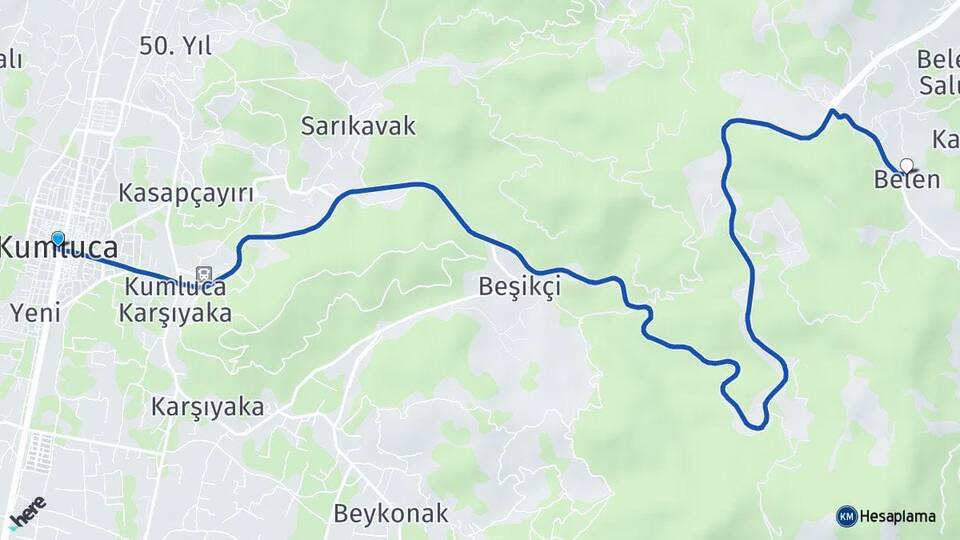 Antalya Kumluca Belen Kumluca Arası Kaç Km - Yol Haritası