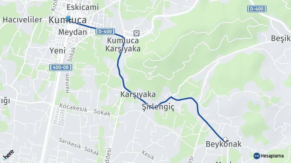 Antalya Kumluca Beykonak Kumluca Arası Kaç Km - Yol Haritası