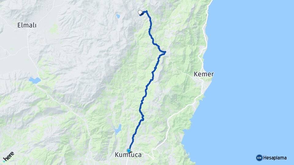 Antalya Kumluca Dereköy Kumluca Arası Kaç Km - Yol Haritası