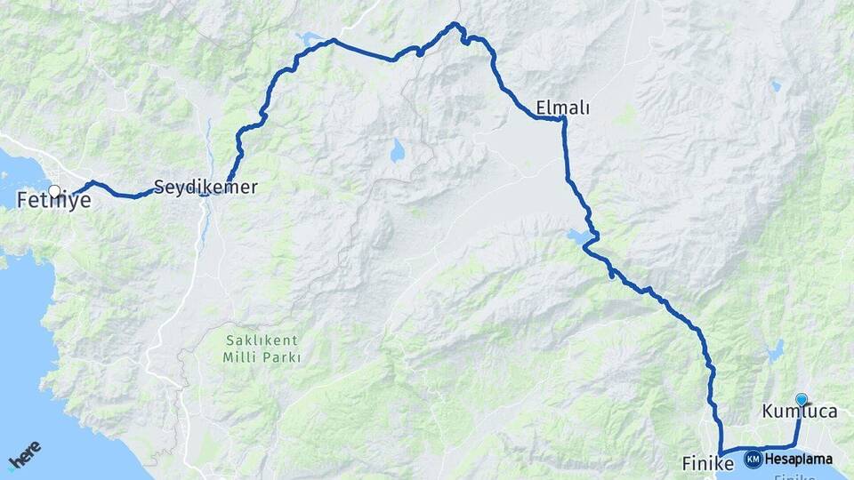 Antalya Kumluca Fethiye Muğla Arası Kaç Km - Yol Haritası
