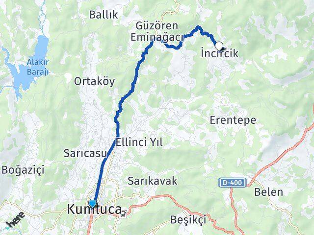 Antalya Kumluca İncircik Kumluca Arası Kaç Km - Yol Haritası