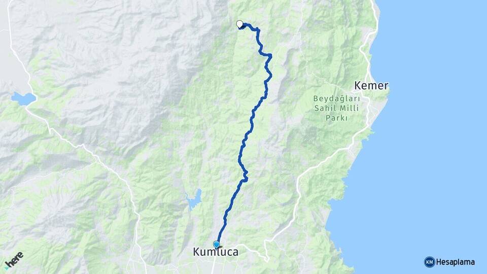 Antalya Kumluca Kuzca Kumluca Arası Kaç Km - Yol Haritası