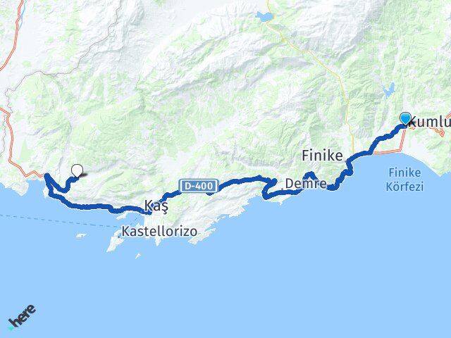 Antalya Kumluca Sarıbelen Kaş Arası Kaç Km - Yol Haritası