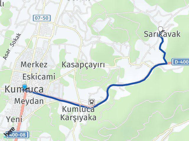 Antalya Kumluca Sarıkavak Kumluca Arası Kaç Km - Yol Haritası