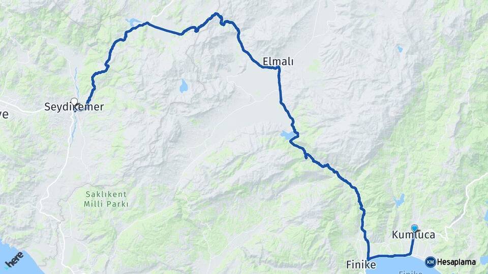 Antalya Kumluca Seydikemer Muğla Arası Kaç Km - Yol Haritası
