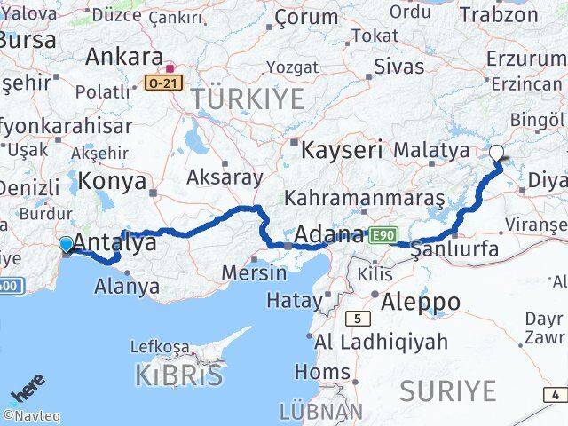 Antalya Maden Elazığ Arası Kaç Km - Yol Haritası