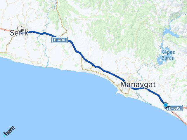 Antalya Manavgat Kızılağaç Serik Arası Kaç Km - Yol Haritası