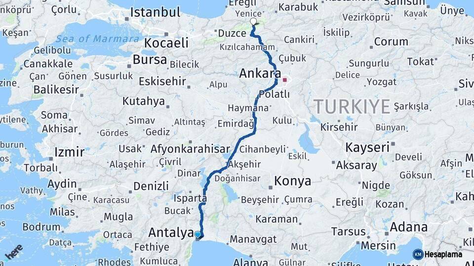 Antalya Mengen Bolu Arası Kaç Km - Yol Haritası