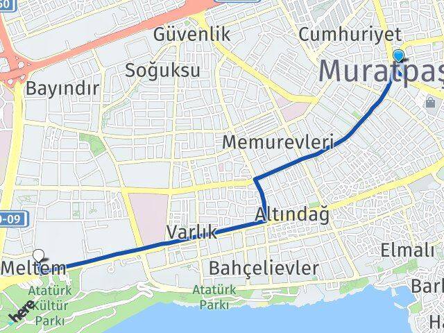 Antalya Muratpaşa Meltem Muratpaşa Arası Kaç Km - Yol Haritası