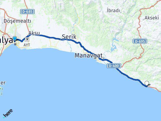 Antalya Muratpaşa Türkler Alanya Arası Kaç Km - Yol Haritası