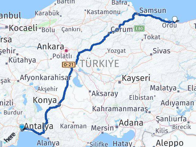Antalya Piraziz Giresun Arası Kaç Km - Yol Haritası