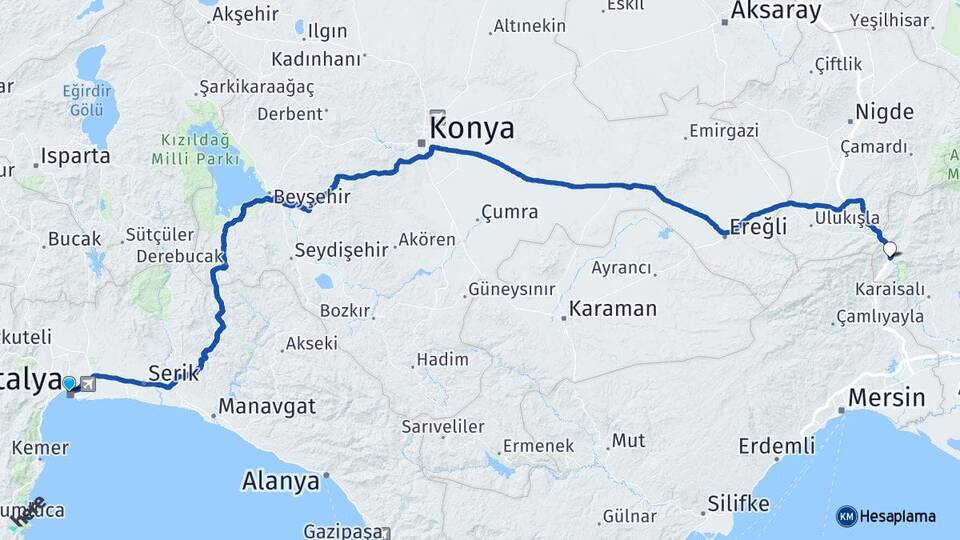 Antalya Pozantı Adana Arası Kaç Km - Yol Haritası