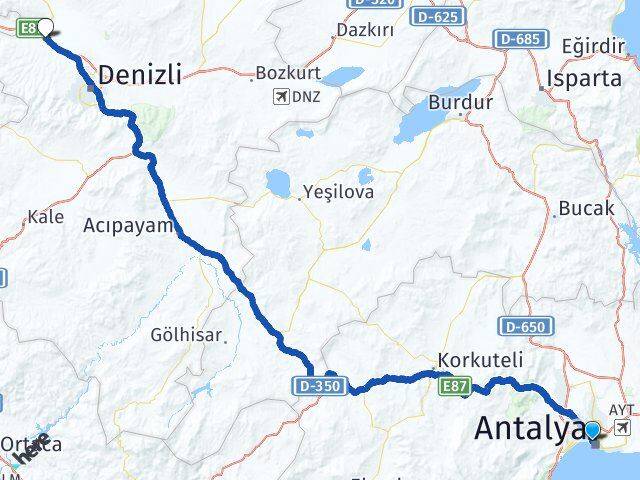 Antalya Sarayköy Denizli Arası Kaç Km - Yol Haritası