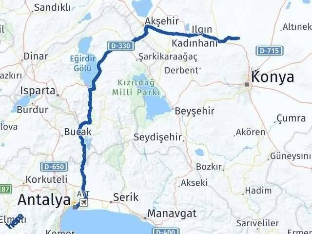 Antalya Sarayönü Konya Arası Kaç Km - Yol Haritası