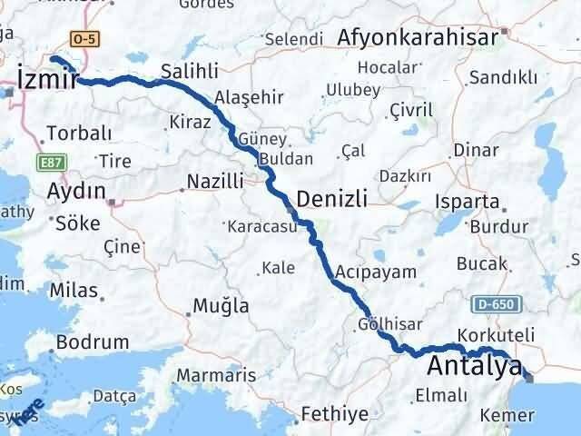 Antalya Şehzadeler Manisa Arası Kaç Km - Yol Haritası