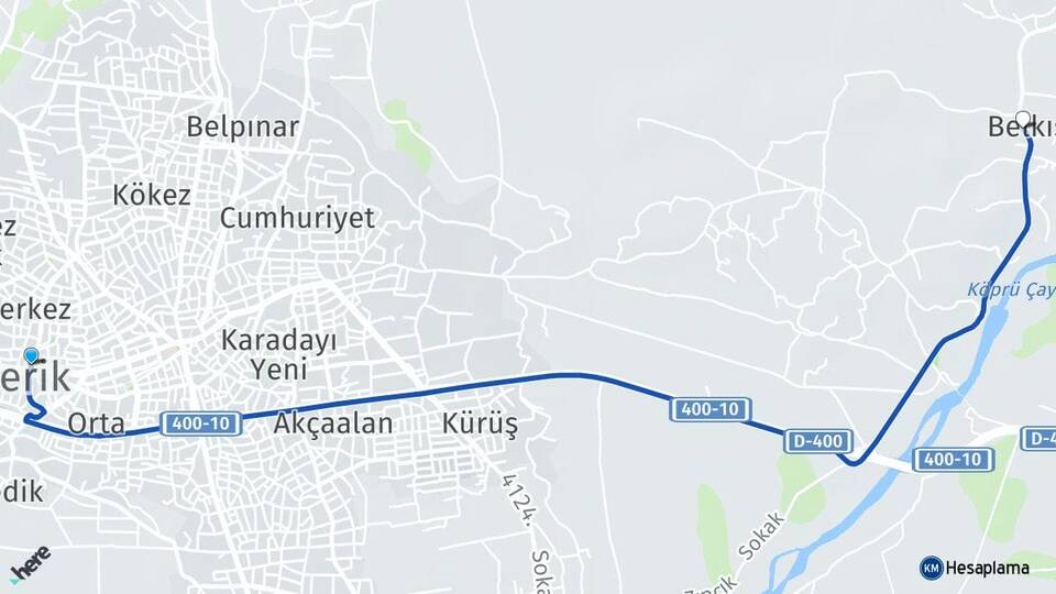 Antalya Serik Belkıs Serik Arası Kaç Km - Yol Haritası