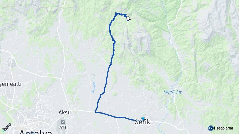 Antalya Serik Demirciler Serik Arası Kaç Km - Yol Haritası