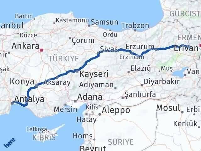 Antalya Tuzluca Iğdır Arası Kaç Km - Yol Haritası